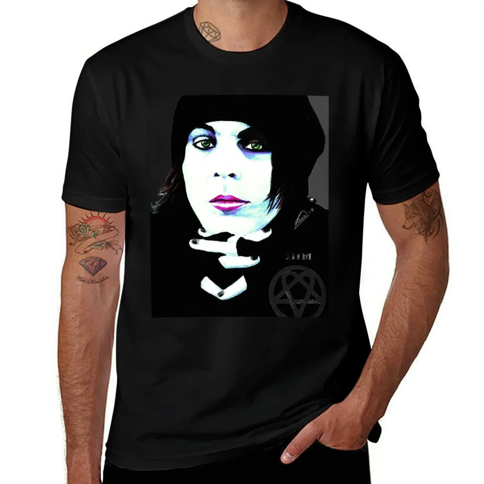 Футболка HIM - Ville Valo Portrait для бега и занятий в спортзале, спортивная футболка с короткими рукавами