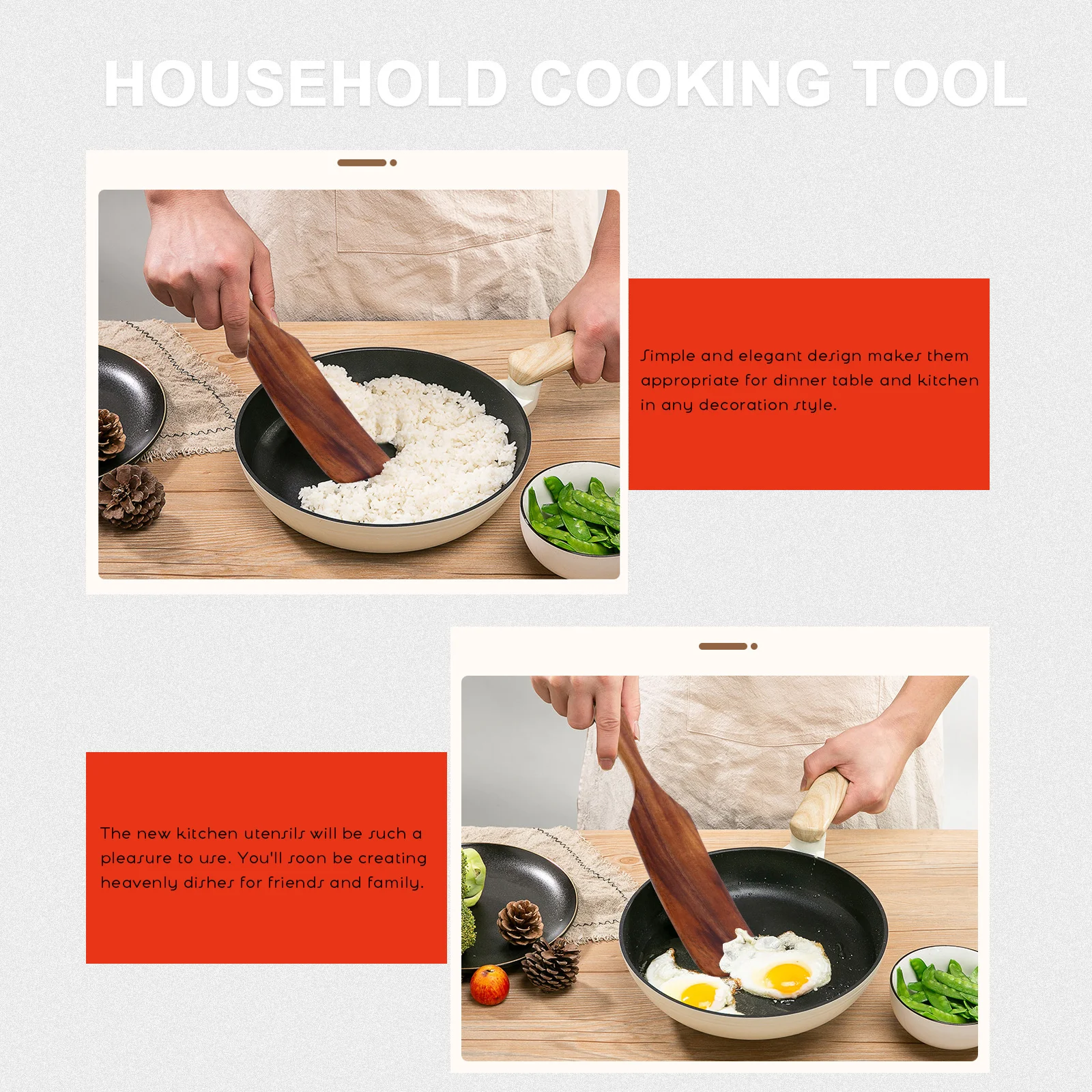 

Long Handle Wooden Cooking Spatula Non Stick Kitchen Turner For Home Restaurant Use Multifunction Cooking Utensil