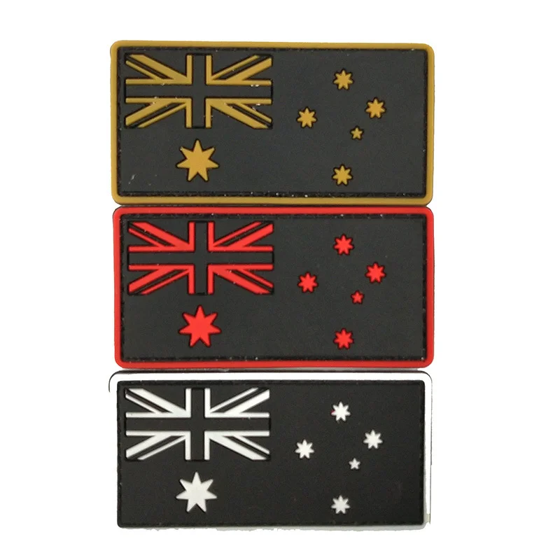 Flaga australijska łatki Armband ścierka haftowana Patch pcv miękkiej gumy taktyczne naszywki wojskowe armii naszywka ubraniowa