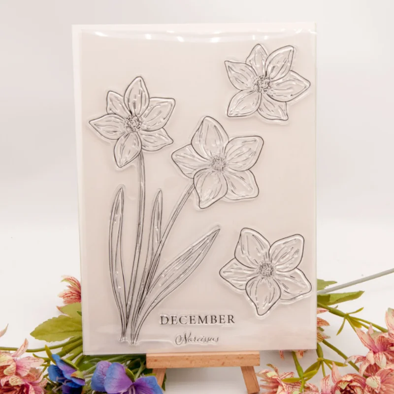 

Daffodils In December Stamps Rubber Transparent Silicone Seal DIY Scrapbook Journal Photo Album Decora Crafts Stencils Reusable