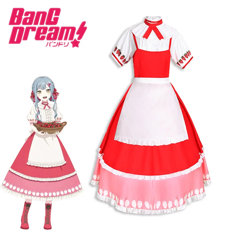 

Аниме BanG Dream! Sakiko Togawa Sweets Paradise Косплей Костюм для взрослых женщин клубничное платье головной убор полный комплект аксессуаров наряды
