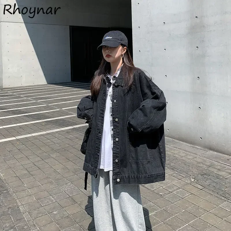 Basic Jackets Women Denim Outwear Spring Autumn Baggy Korean Style BF Fashion Student All-match Hip Hop Streetwear Punk Biker