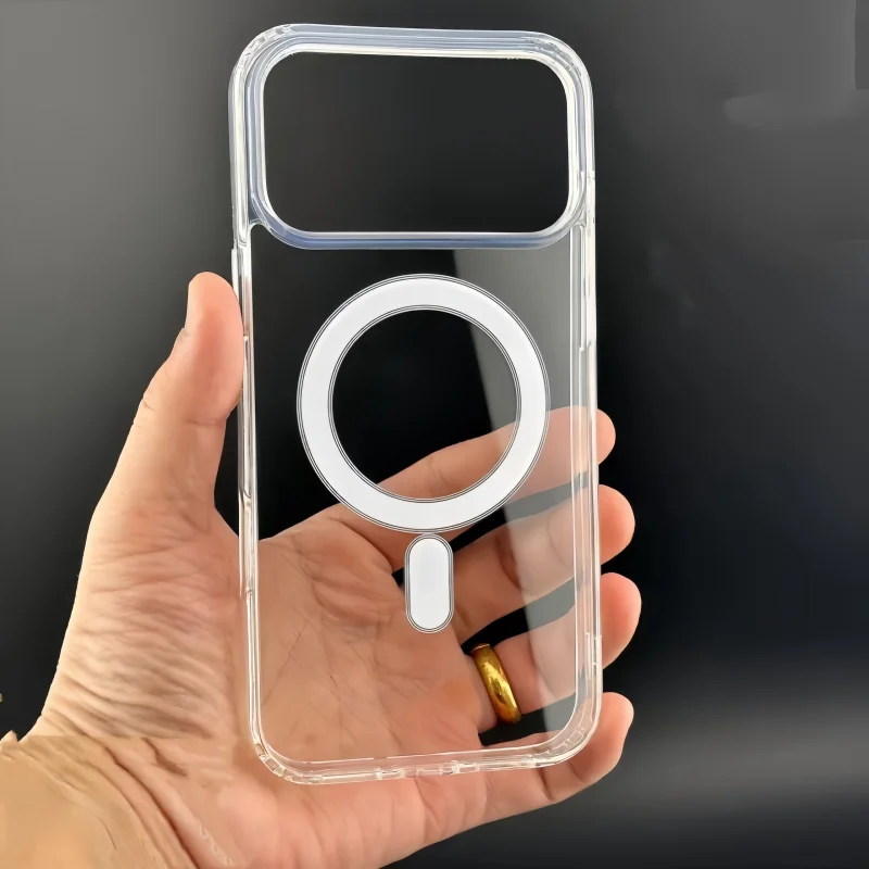 Funda dura transparente con carga magnética inalámbrica para iPhone 17 Air 16 15 Pro Max 14 Plus 13 12 Mini 11 16e