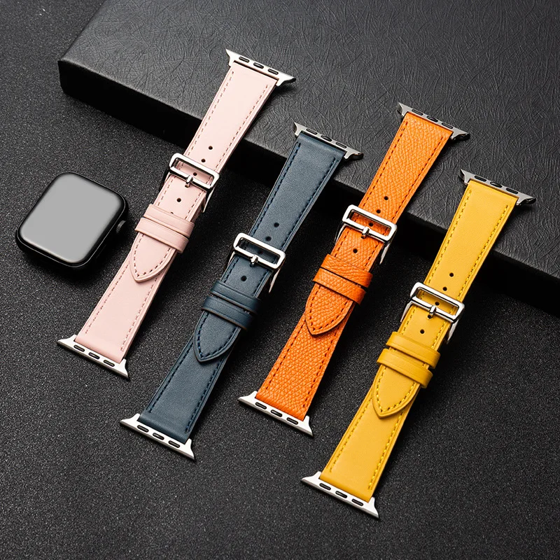 Leather loop Strap for Apple watch band 40mm 44mm 45mm 41mm 42mm 38mm 49mm Hermes bracelet iwatch Series 3 4 6 SE 7 8 9 ultra 2