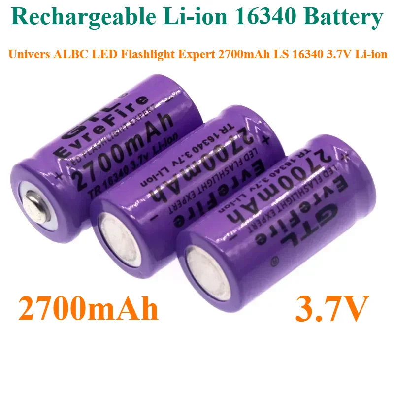 

Rechargeable Li-ion 16340 Battery UniversALBC LED Flashlight Expert 2700mAh LS 16340 3.7V Li-ion 100% New 2700mAh