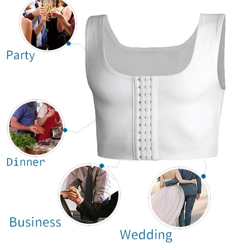 Men Chest Binder Gynecomastia Compression Vest for Post Surgery Breathable Buckle Underwear Tank Top Breast Reduction Shapewear