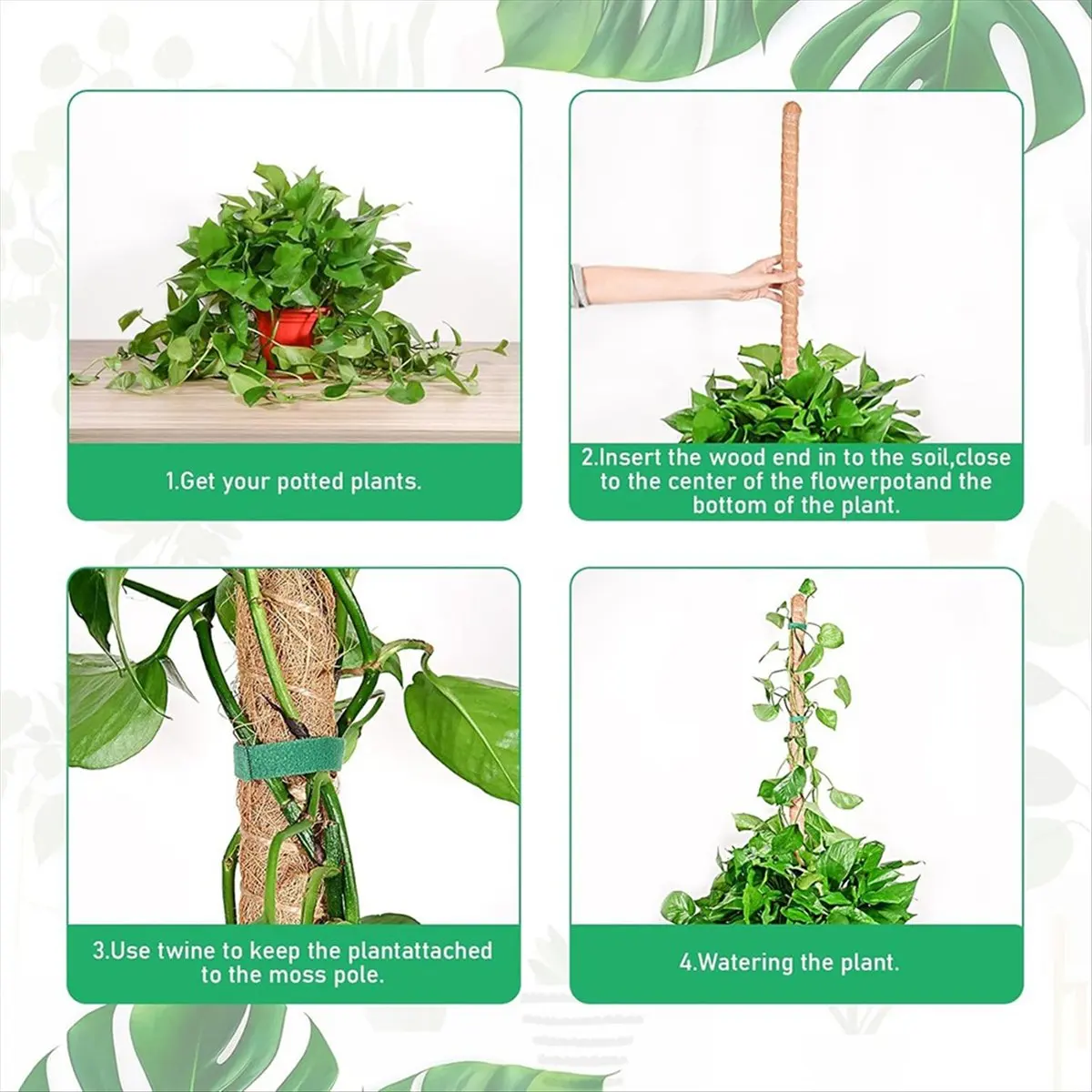 A20I Moss Pole Monstera Plant Support,Bendable Plant Stakes for Indoor Plants, Plant Sticks Support for Climbing Plant 2 Pack