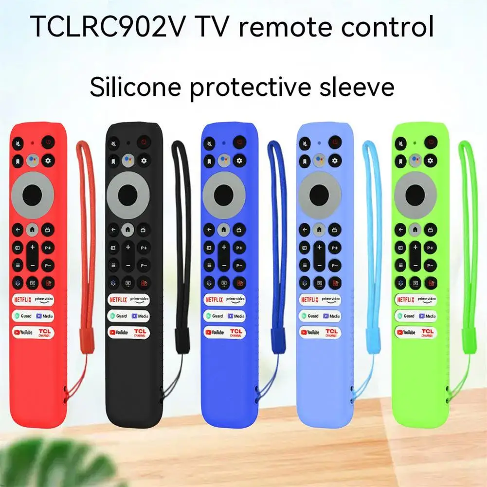 Silicone Protective Cover Remote Control Storage Dustproof Cover With Protective Belt Lanyard Compatible For TCL RC902V Case She