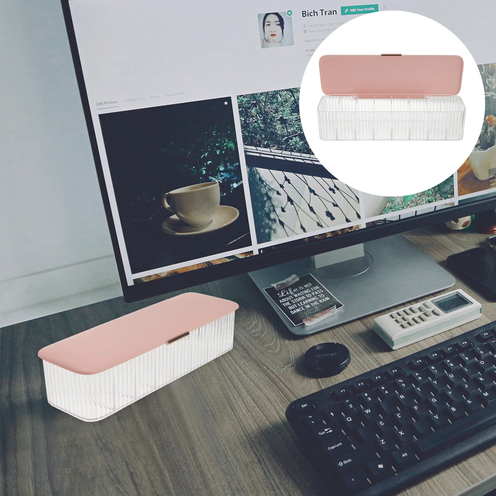 Dustproof Data Cable Storage Box Multi-Compartment Transparent Design Easy to Clean Cord Organizer for Office Study Room Home