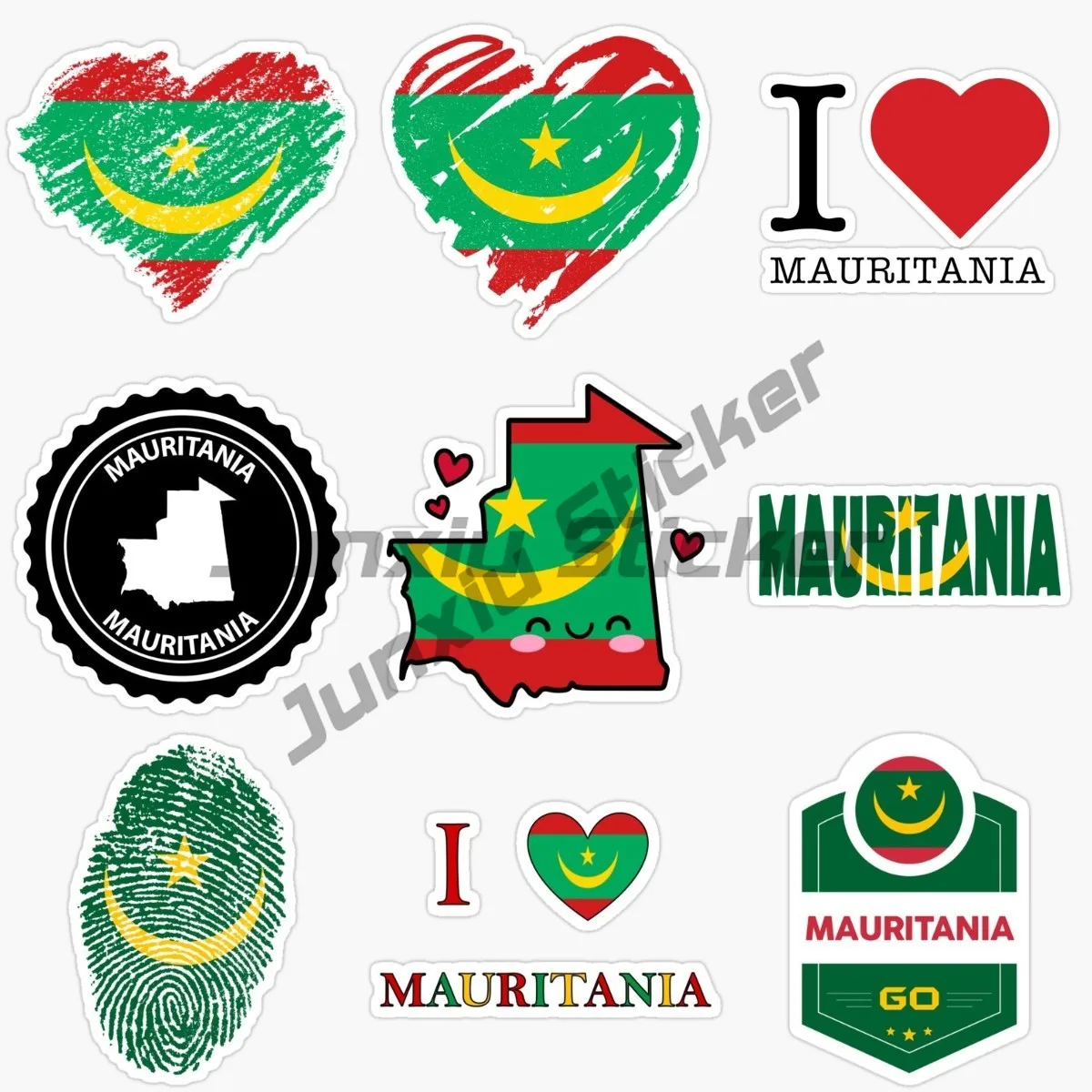 Mauritanian Flag, National Emblem, Car Sticker, Vinyl Self-adhesive Waterproof and Sunscreen Decorative Sticker