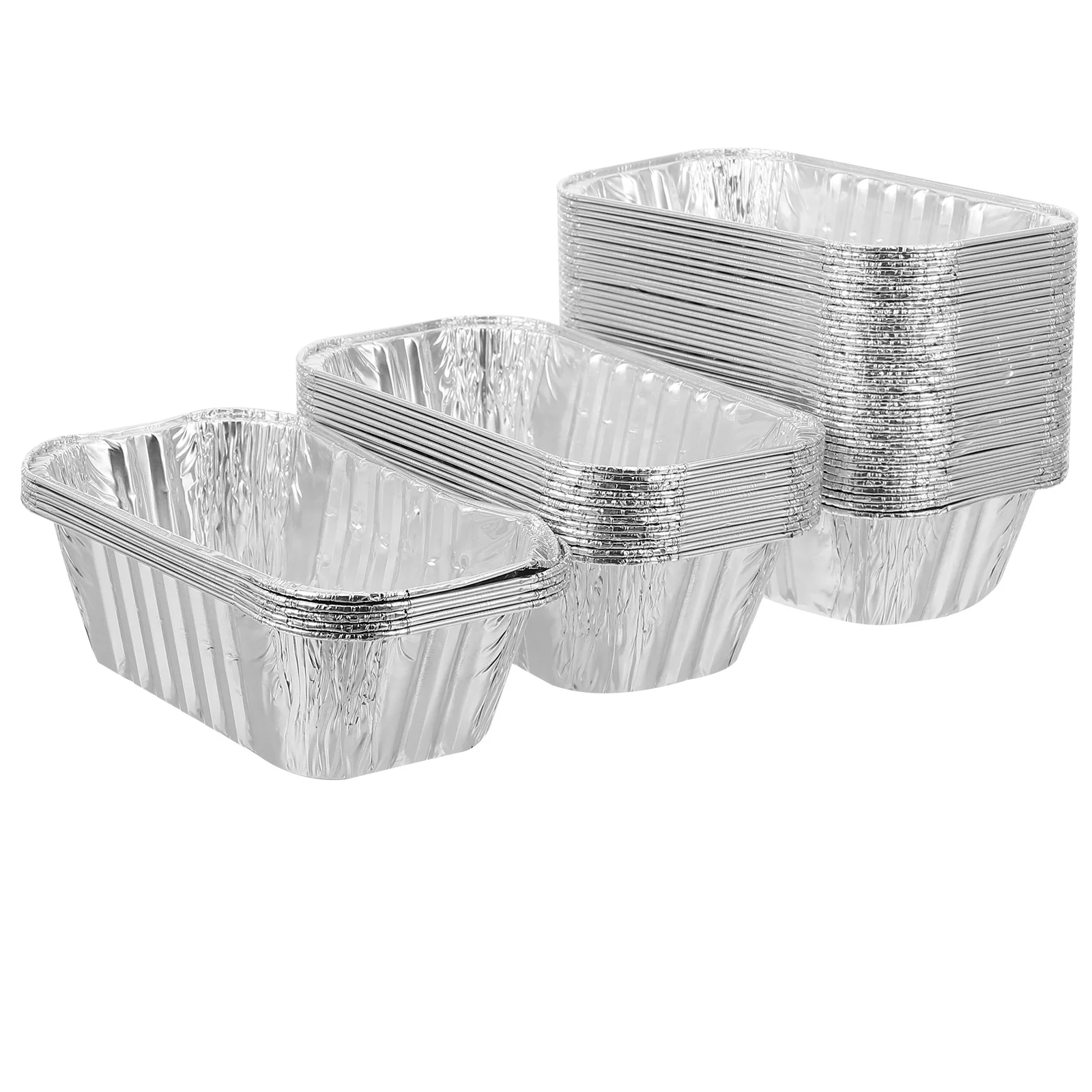 

50pcs Aluminum Pan Bread Loaf Baking Mold Reusable Cake Pan For Home Kitchen Use Foil Pans For Baking Aluminum Foil Pans