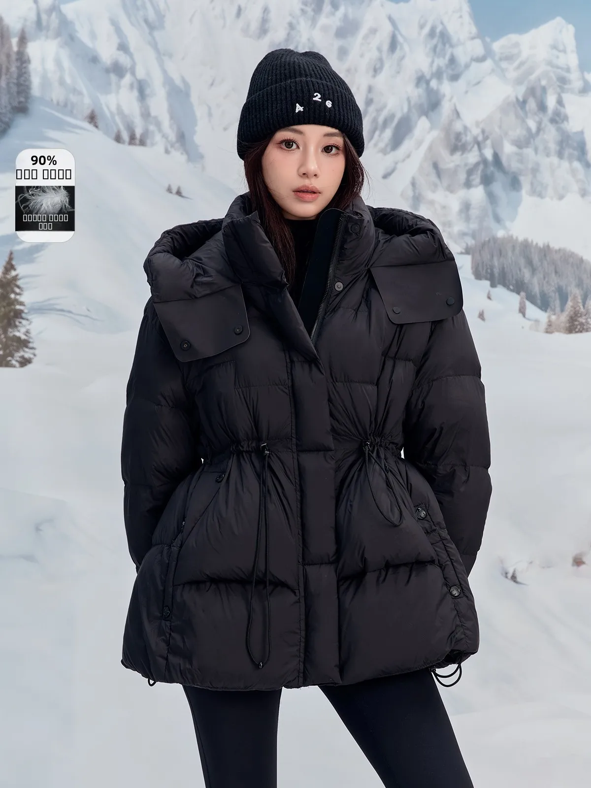 

Теплая пуховая куртка с капюшоном для женщин, новая коллекция Зима 2024, белая, с наполнителем из перьев, приталенная, с длинными рукавами, на молнии