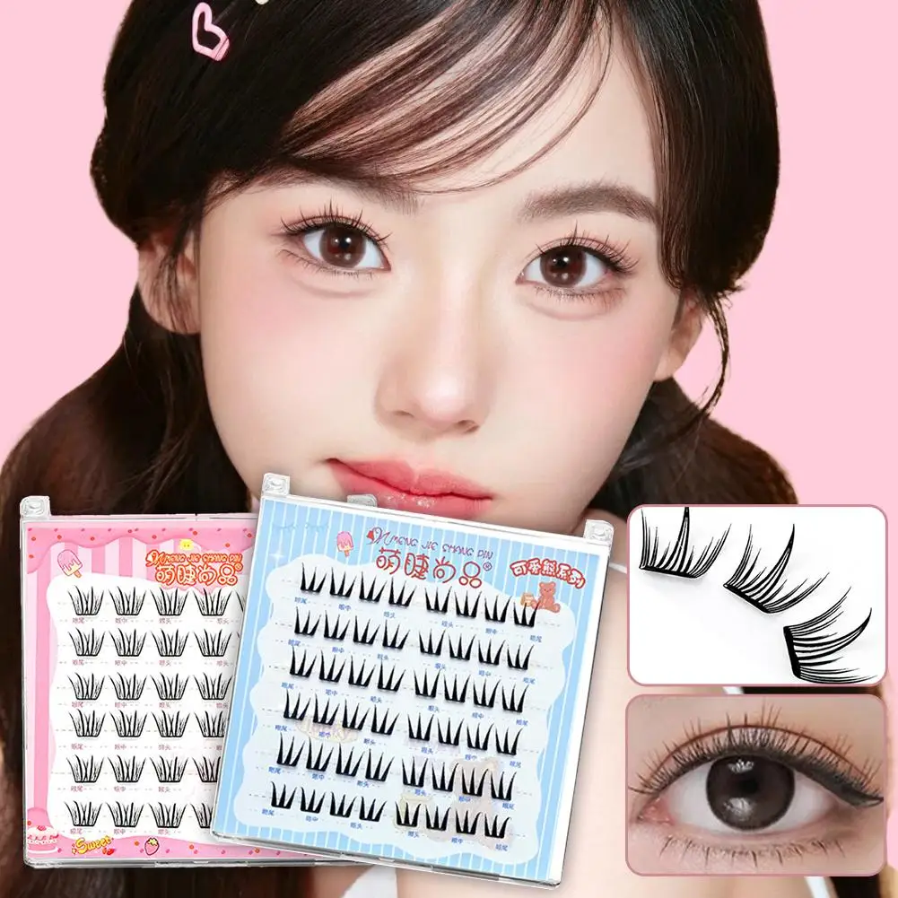 Kleberfreie, ultradünne falsche Wimpern, natürliche Noglue-Wimpern, segmentierte Locken, Wimperncluster, Wimpernkleber, Manga-Wimpern-Make-up