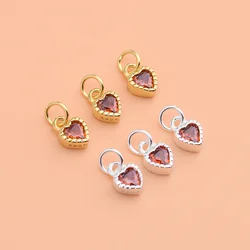 925 sterling silver gold-plated accessories Japanese zircon double-sided small love pendant creative handmade bracelet ring pend