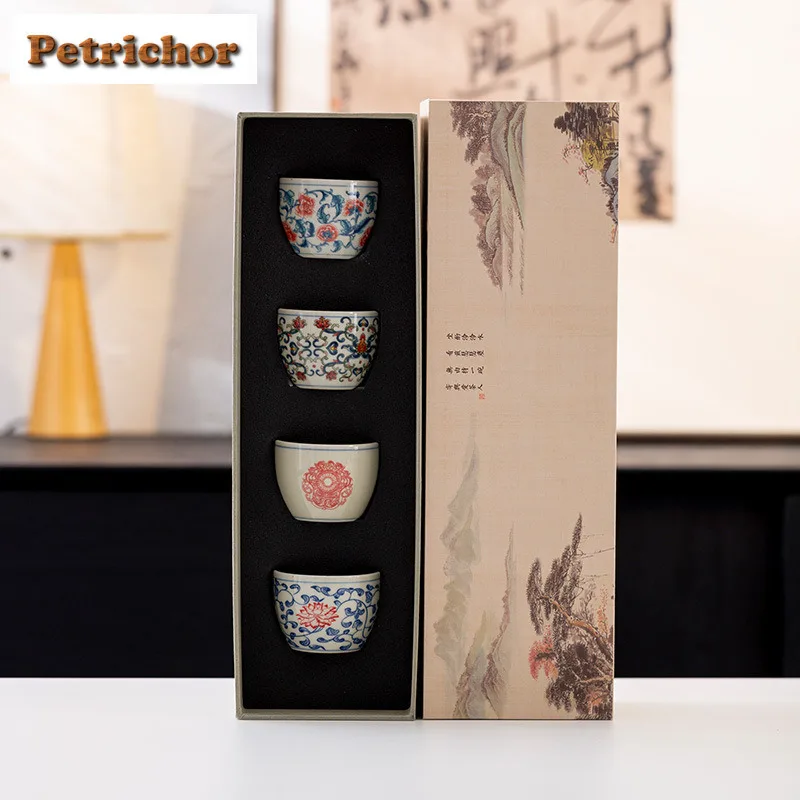 

4pc/lot Blue And White Porcelain Tea Set Complete Set Vintage Tea Ceremony Set Teapot And Tea Cup Set Tea Items Decoration Gifts