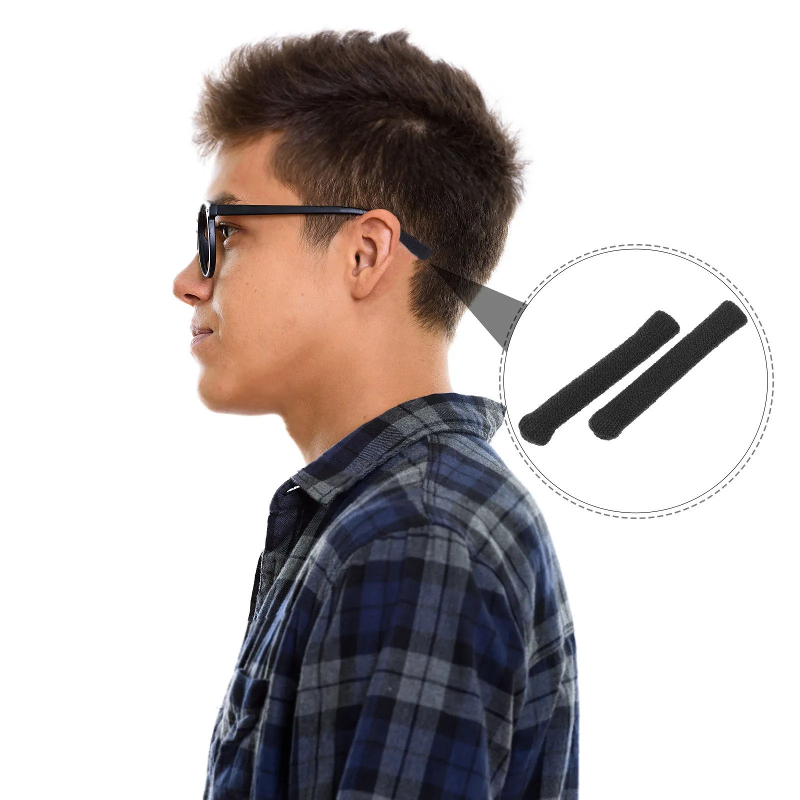2Pairs Soft Knitting Eyeglasses Ear Grips Temple Tips Sleeves Elastic Non-Slip Comfortable for Climbing Riding