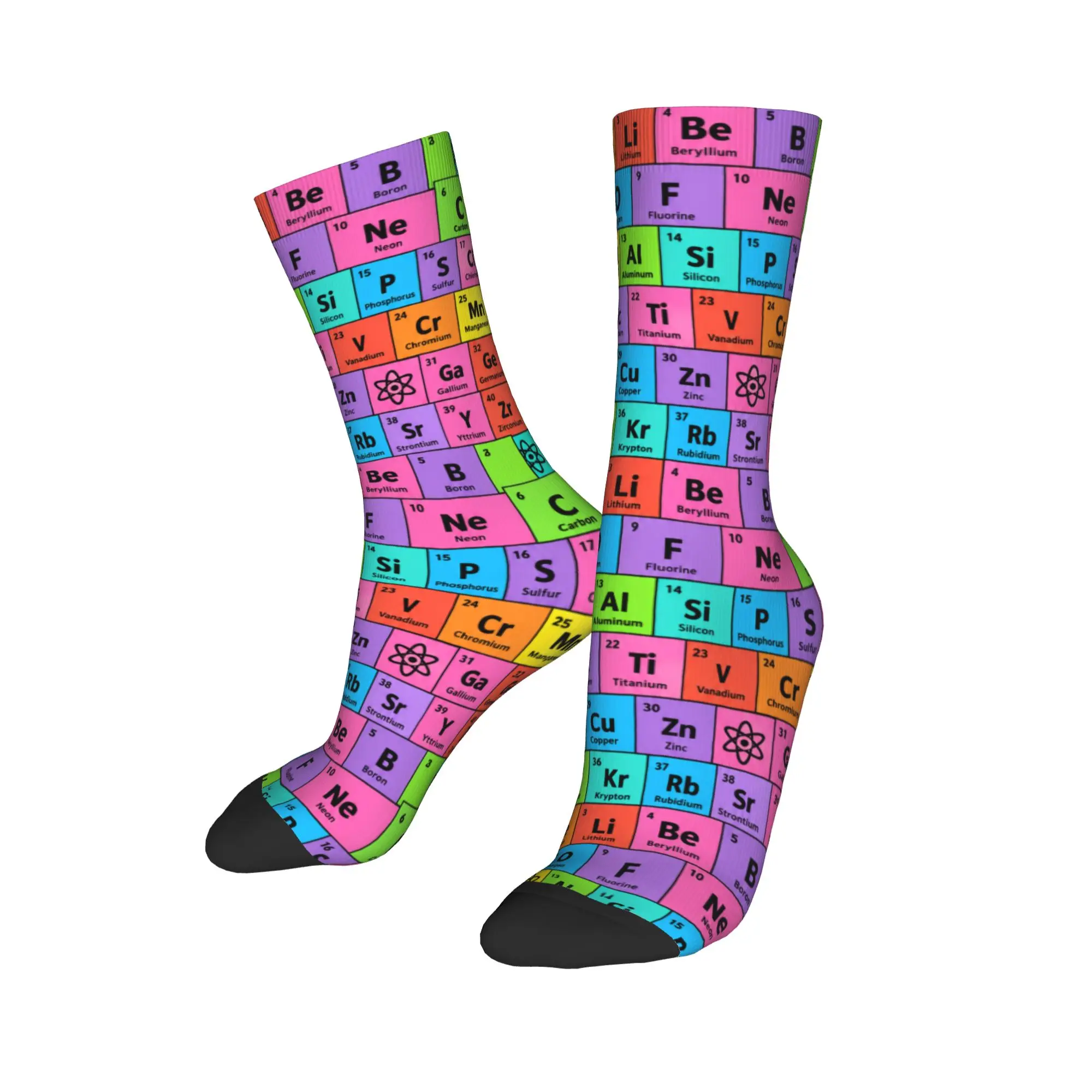 Novelty Men Socks with Colorful Periodic Table Element Socks Winter  Stockings Gothic Men Warm Soft Socks Anti Skid Socks