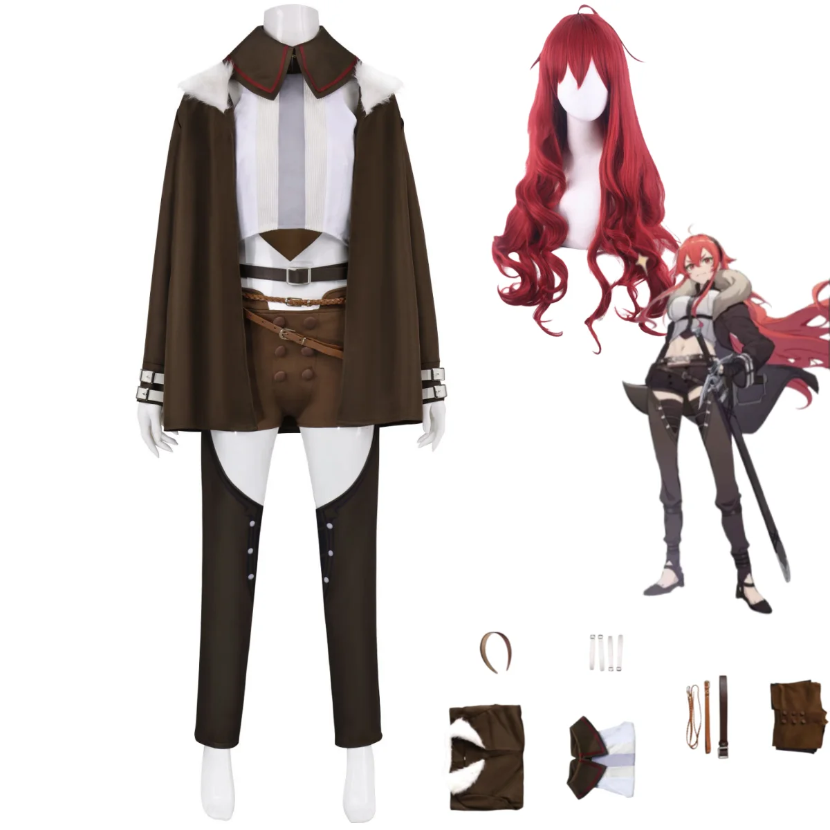 Disfraz de Cosplay de Anime Mushoku Tensei: Jobless Reincarnation, Dead End Eris Boreas Greyrat, Capa, Pantalones, Peluca, Traje Sexy para Mujer
