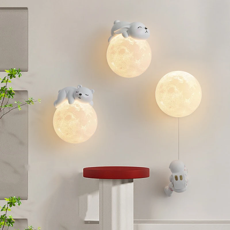 

Cute Bear Rabbit Wall Lamps Children's Room Bedside Lamp Simple Modern Boy Girl Bedroom Bedside Baby Room Decor Wall Lights G9