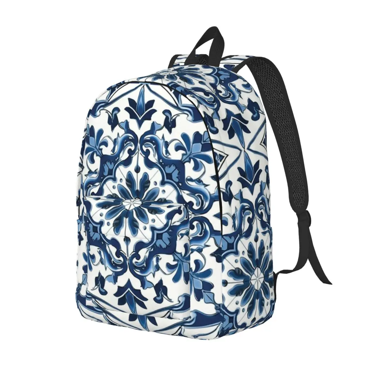 

Blue And White Majolica Pattern Backpack Daypack Large Capacity Children BookBag School Bag Shoulder Bags for Men Women