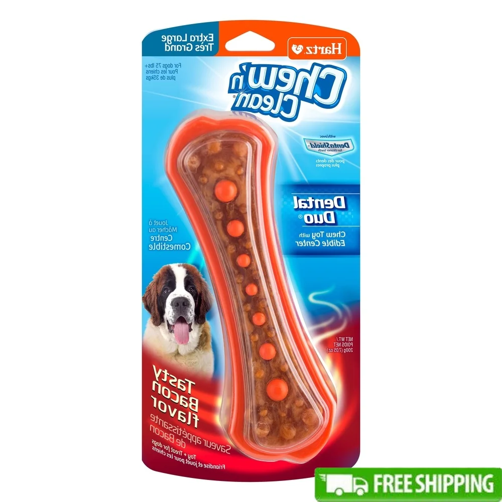 Juguete para masticar para perros con sabor a tocino, tratamiento Dental de nailon Duo XL, masticadores suaves a moderados, DentaShield, cuidado de la salud bucal