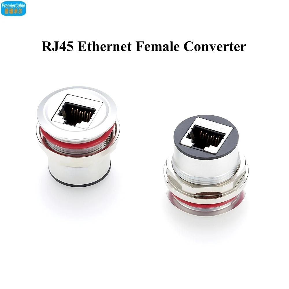 Metal Round RJ45 CAT6 Panel Mount Connector, CAT6 Ethernet LAN Pass Through Coupler Female to Female Network Bulkhead Socket