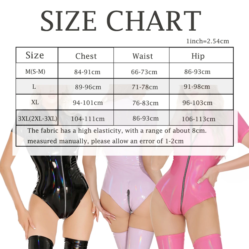 

Women Sexy Glossy Rompers Shiny Wetlook PVC Leather Catsuits Short Sleeve Bodysuit Zipper Bodycon Jumpsuit Dance Party Clubwear