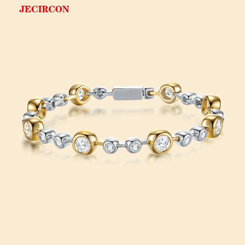 

JECIRCON European-American Fashion Bracelet 925 Sterling Silver 2-Tone Bubble All Moissanite GRA Certified 100% Positive Reviews
