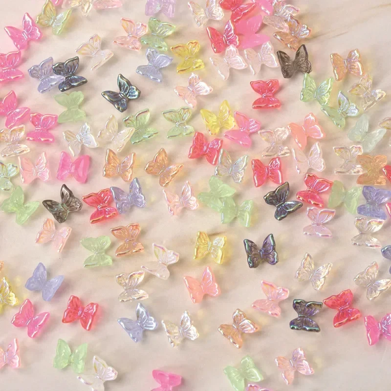 Lot de 50 pièces de papier magique transparent en résine, fourniture populaire sur internet, design papillon aurore mixte, décoration nail art, bijoux en vrac