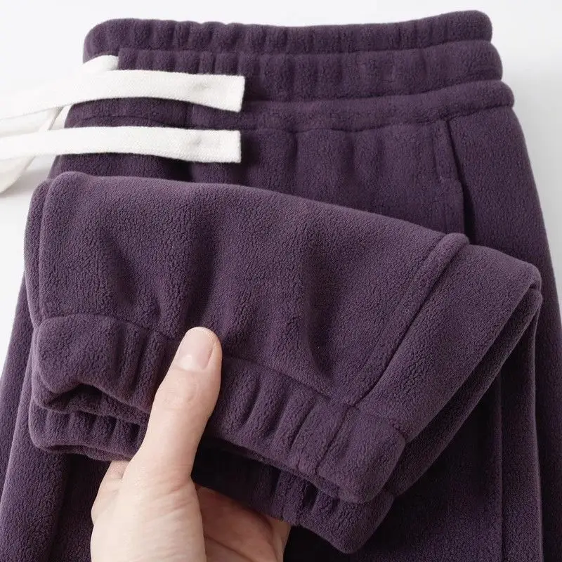 

Faionable Double-Sided Fce Dstring Elastic Thiened Casual Pants Men's ape Purple Women's Autumn Winter Leisure Tr...