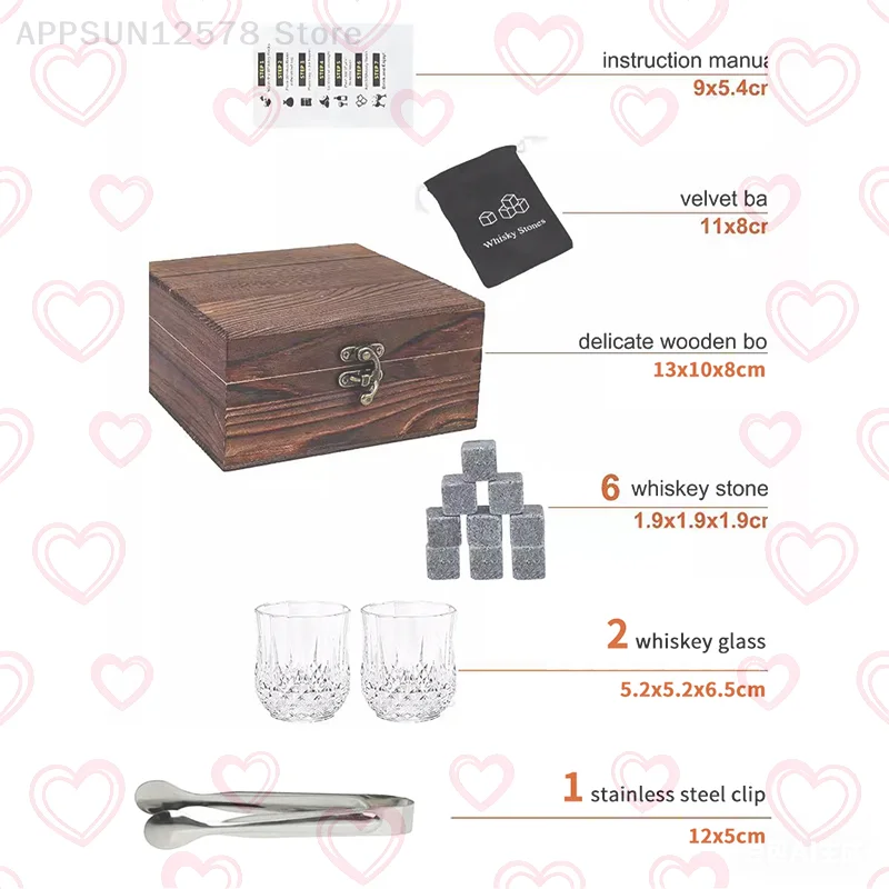 

Grey Beverage Chilling Stones: 9-Pack Granite Whiskey Rock Set, Reusable Ice Cubes