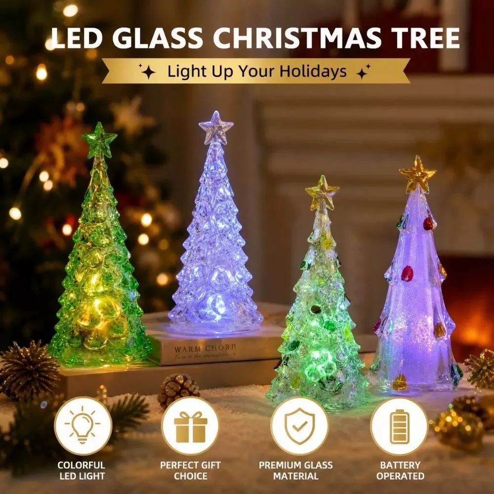 Luminous Christmas Tree Lamp Glowing Atmosphere Christmas Tree Night Light Colorful LED Xms Eve Candle Lights Christmas Ornament