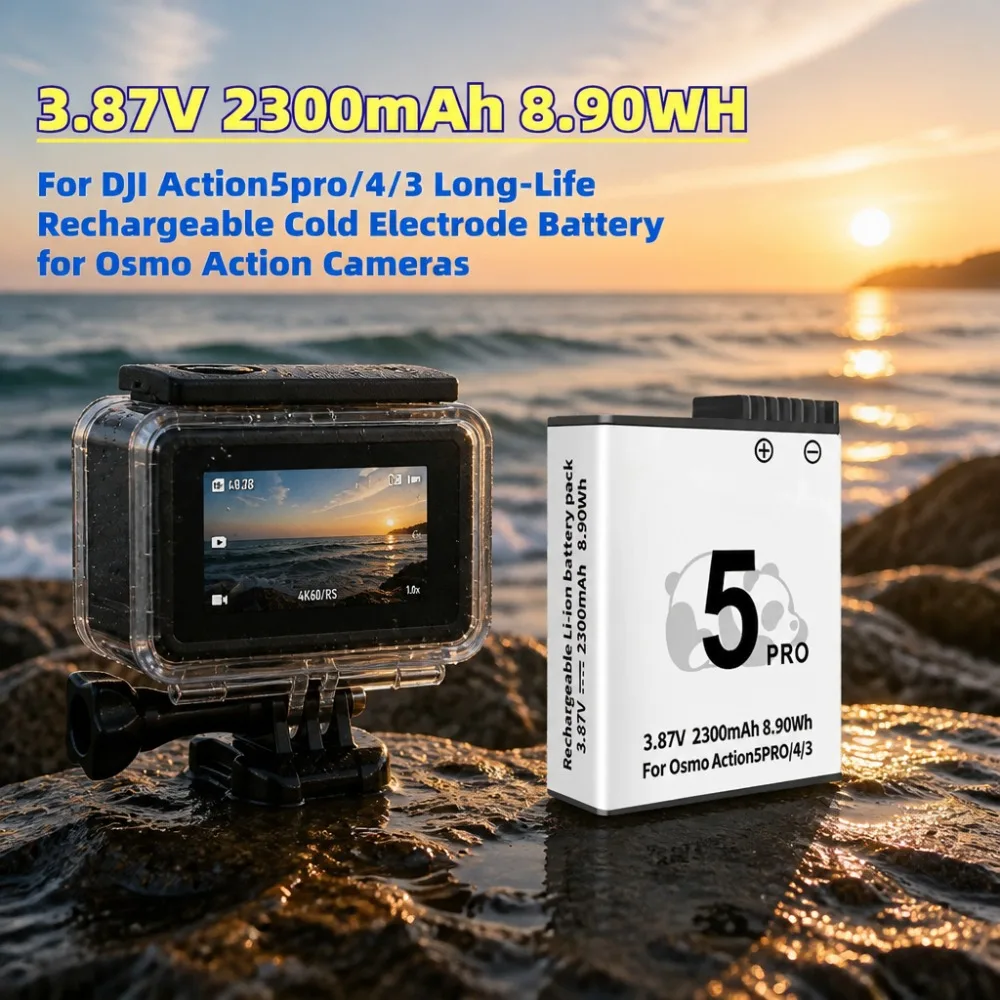 New 3.87V 2300mAh 8.90Wh Cold Electrode Rechargeable Battery Long-Life For DJI Osmo Action 3 Action4 Action5 Pro Sports Camera