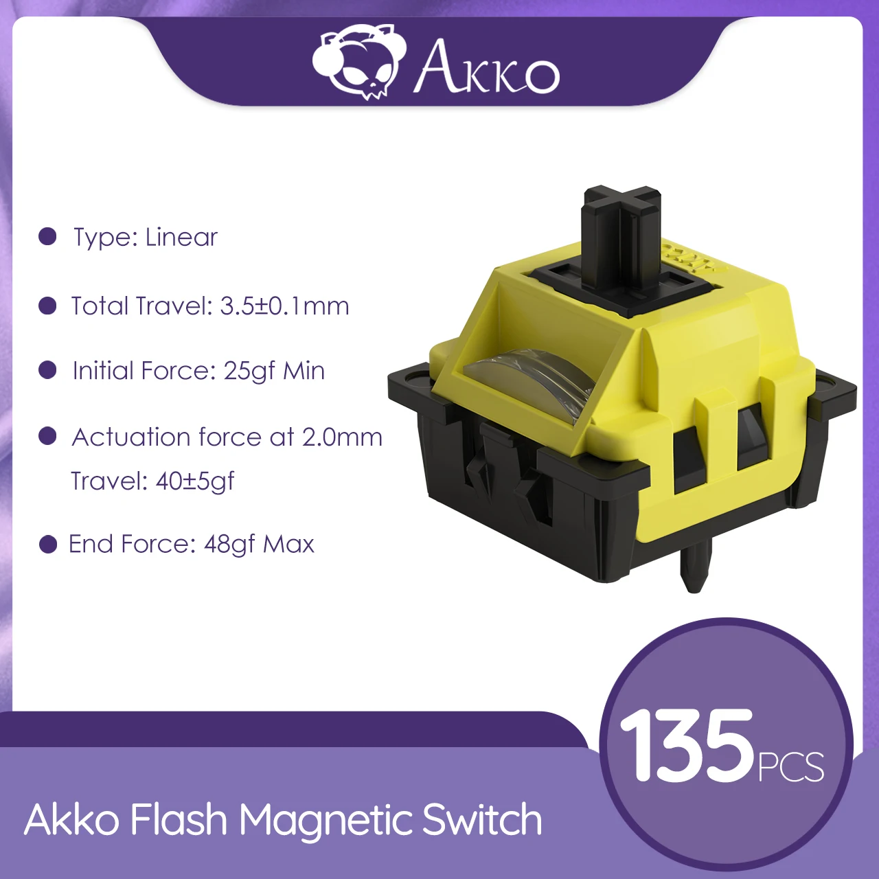 Akko Flash magnetische schakelaar Hoge precisie 25gf lineaire schakelaar In de fabriek gesmeerd met POM-steel voor magnetisch mechanisch toetsenbord 45 stuks