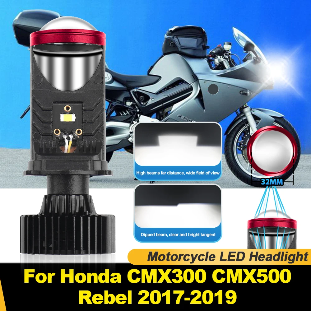 

30000LM Motorcycle LED Headlight 6000K White Projector Lens Moto Light Bulb 12V For Honda CMX300 CMX500 Rebel 2017 2018 2019