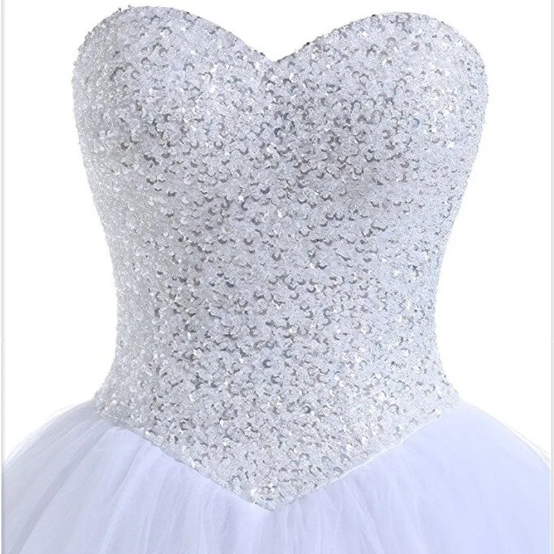 Foto reale A Buon Mercato Abito di Sfera Abiti Da Sposa Principessa Corsetto Paillettes Pieghettato In Rilievo di Tulle Bianco Avorio Plus Size Vestido De Noiva