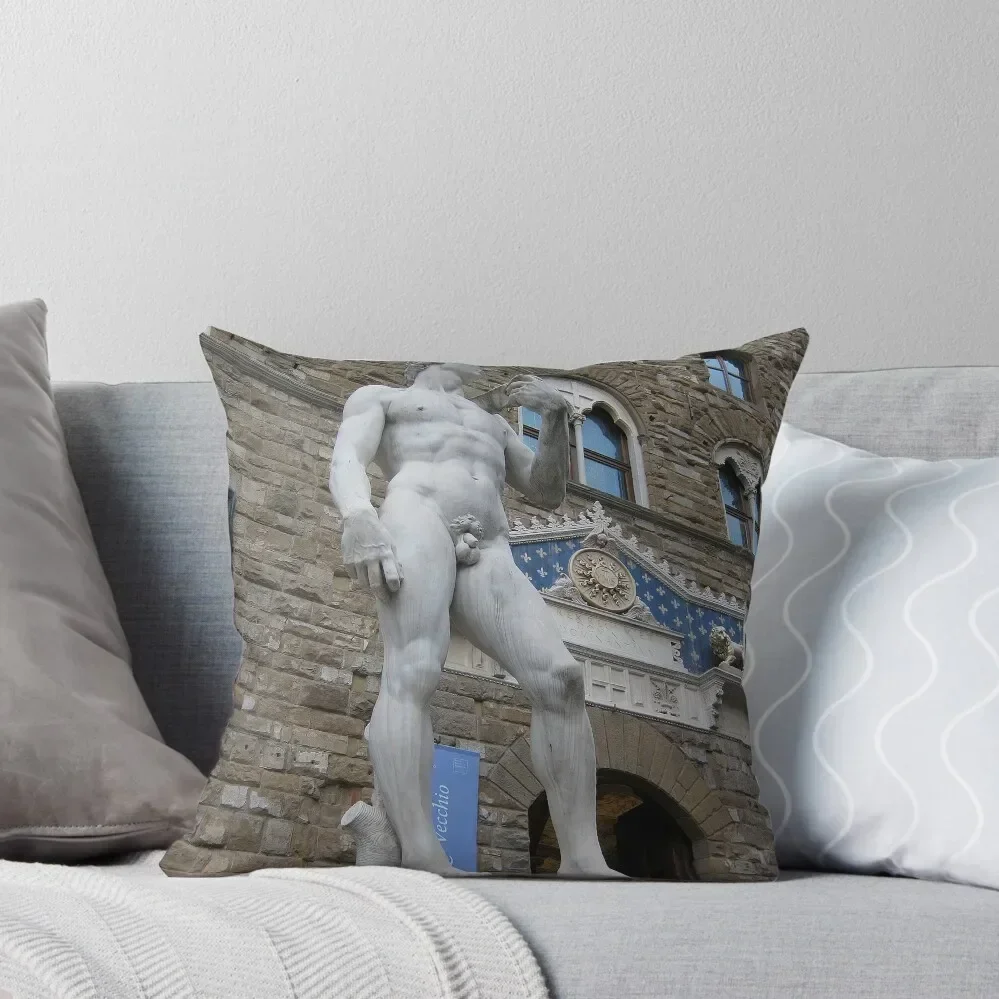 

Statue of David Copy, outside the Uffizi, Florence Throw Pillow Christmas Pillow Pillow Cover