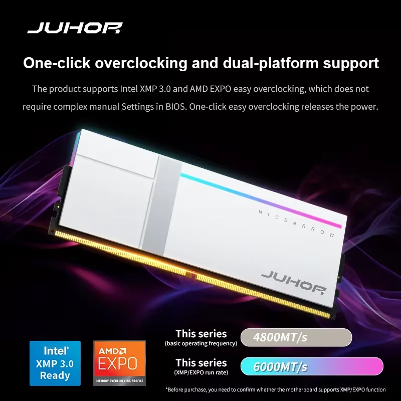JUHOR Memoria Ram DR5 RGB 16GB 6000MHz 6800MHz 7200MHz 8000MHz