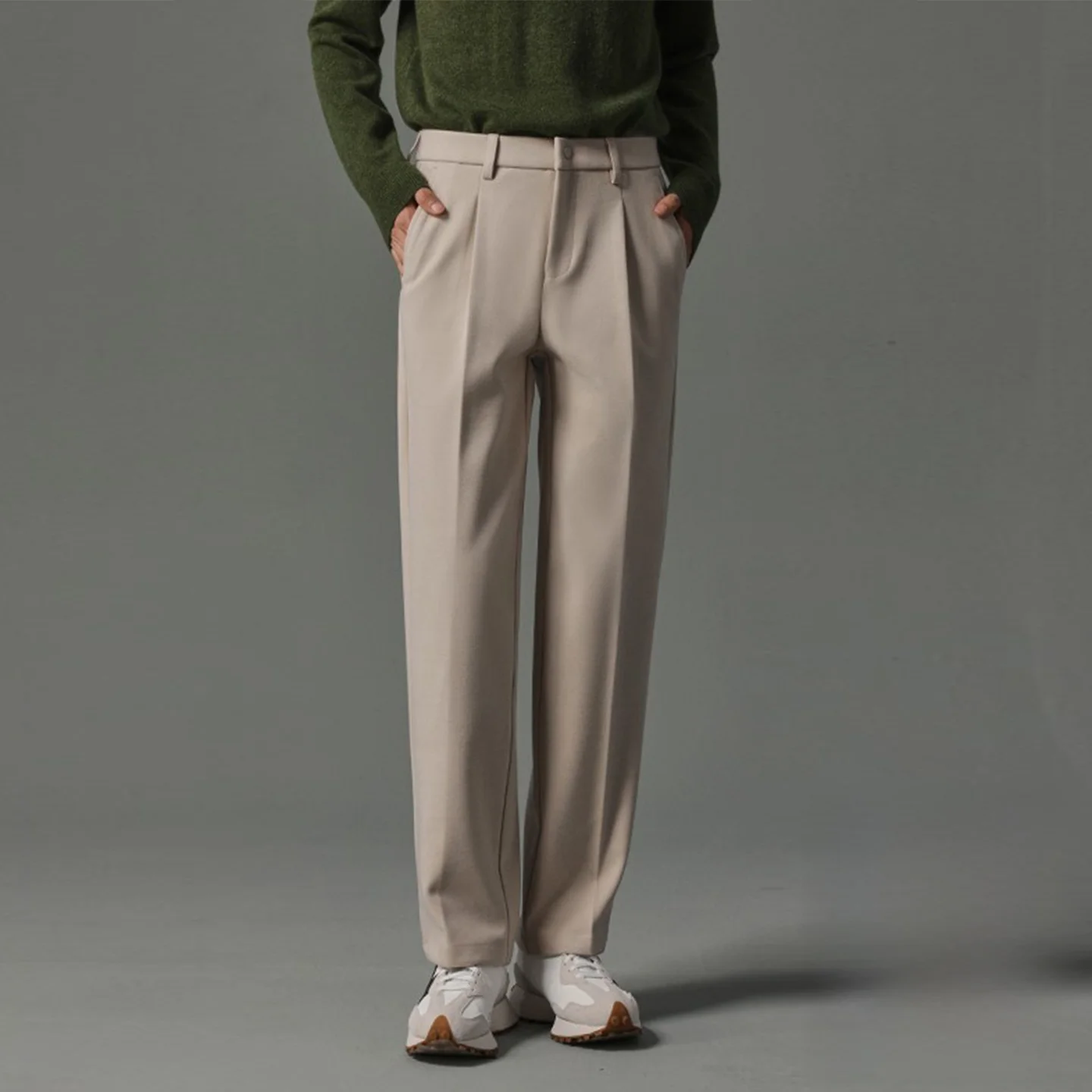 

Мужские шерстяные брюки с широкими штанинами для осени и зимы, повседневные, деловые, модные, элегантные, свободные, длинные, для больших размеров