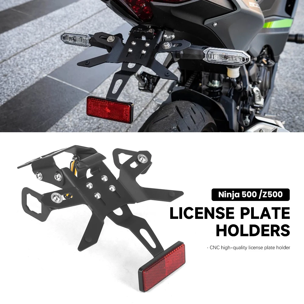 

For Kawasaki Z500 Z 500 Ninja 500 Ninja500 2024 2025 Motorcycle Rear Short Tail License Plate Holder Tailstock Bracket Kit