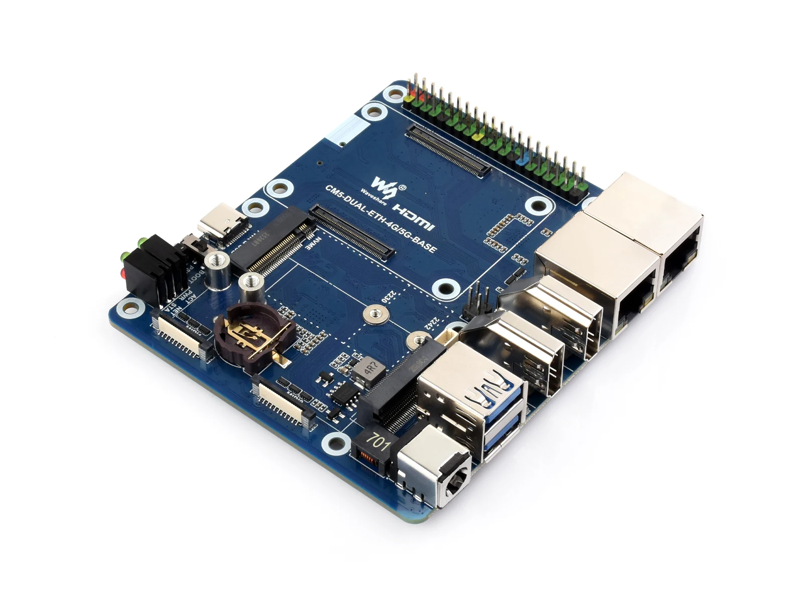 

Dual Ethernet Base Board For Raspberry Pi CM5, Supports 4G / 5G Module,Dual USB 3.2 Gen1 Ports, PoE Module Support