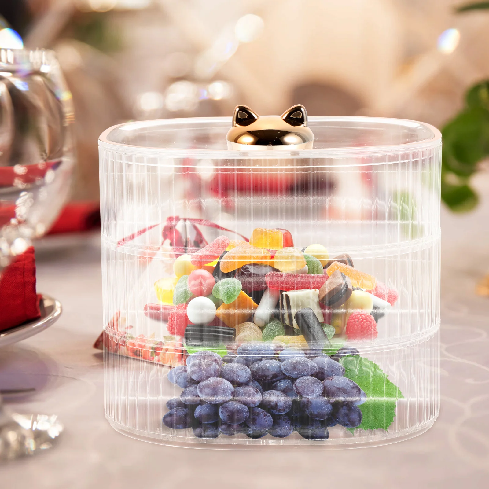 

Snack Storage Box Transparent Multi Layer Candy Organizer Kitchen Dried Fruits Nuts Serving Tray Household Food Container