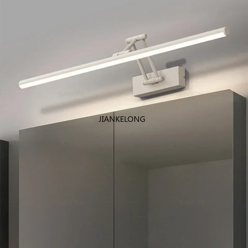 Modern LED Wall Lamp Bathroom Mirror Lamp Retractable Black White Makeup Mirror Light Lighting Fixture Above Mural Wall Sconce