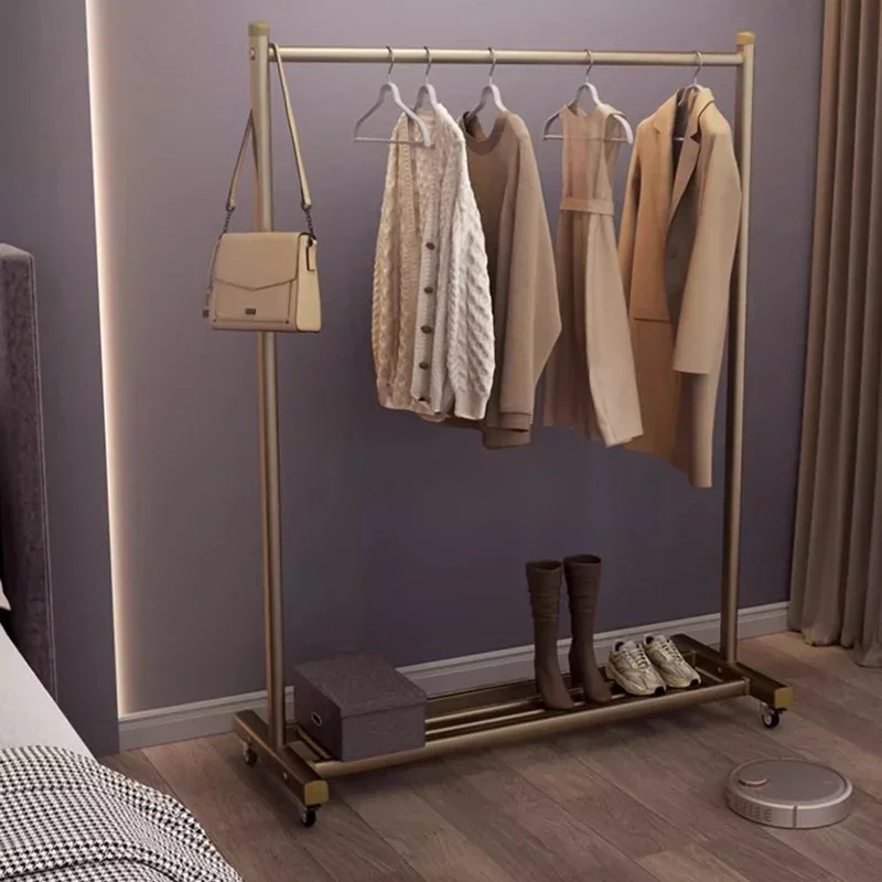 Modern Hangers Floor Bedroom Single Pole Clothes Drying Rack Movable Telescopic Coat Racks Indoor Home Bold Room Clothes Hangers