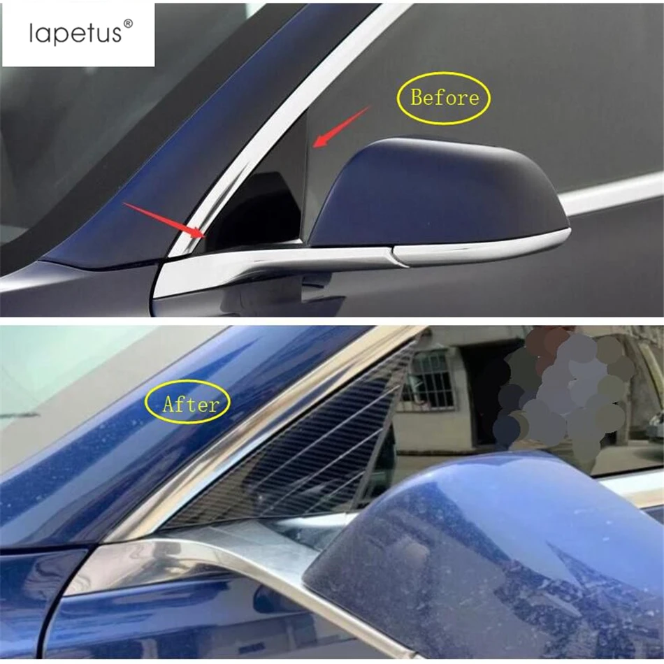 

Lapetus Accessories For Tesla Model 3 2018 2019 2020 2021 ABS Outside Window Pillar A Column Front Door Triangle Cover Kit Trim