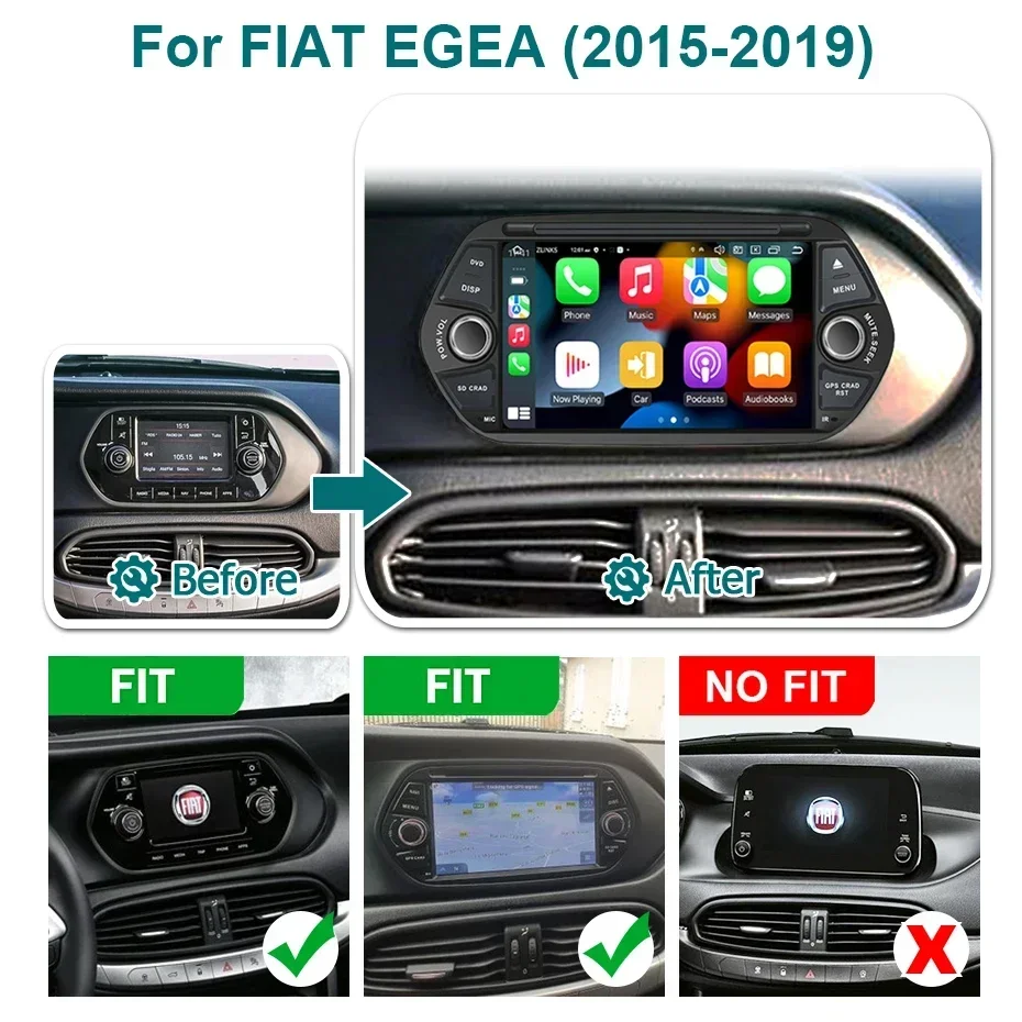 اللاسلكية CarPlay أندرويد 14 السيارات ستيريو راديو السيارة شاشة لشركة فيات تيبو EGEA 2015-2019 2 din autoradio مشغل وسائط متعددة 4G LTE #2