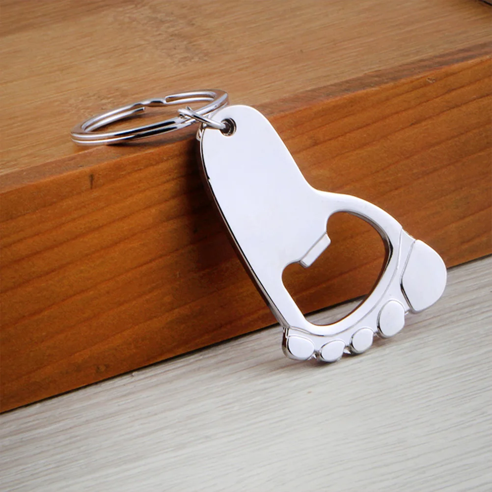 

10 Pcs Foot Shaped Bottle Opener Metal Keychain Compact Camping Accessory Wear Resistant Corrosion Proof Practical Gift