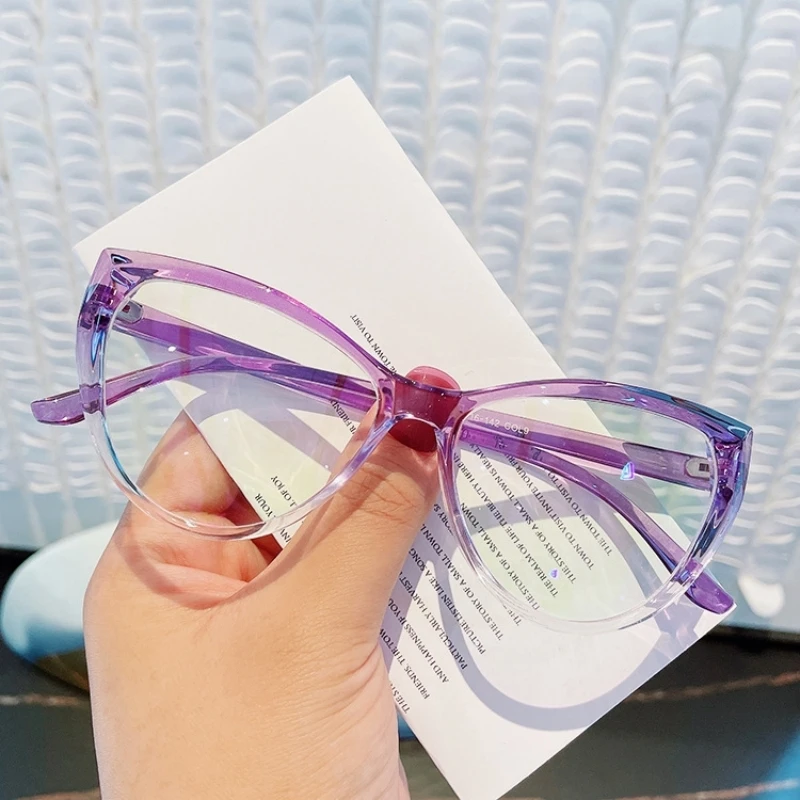 New Retro Cat Eye Glasses Frame Women Brand Vintage Trend Anti-blue Light Glasses Transparent Frame Compter Eyeglasses