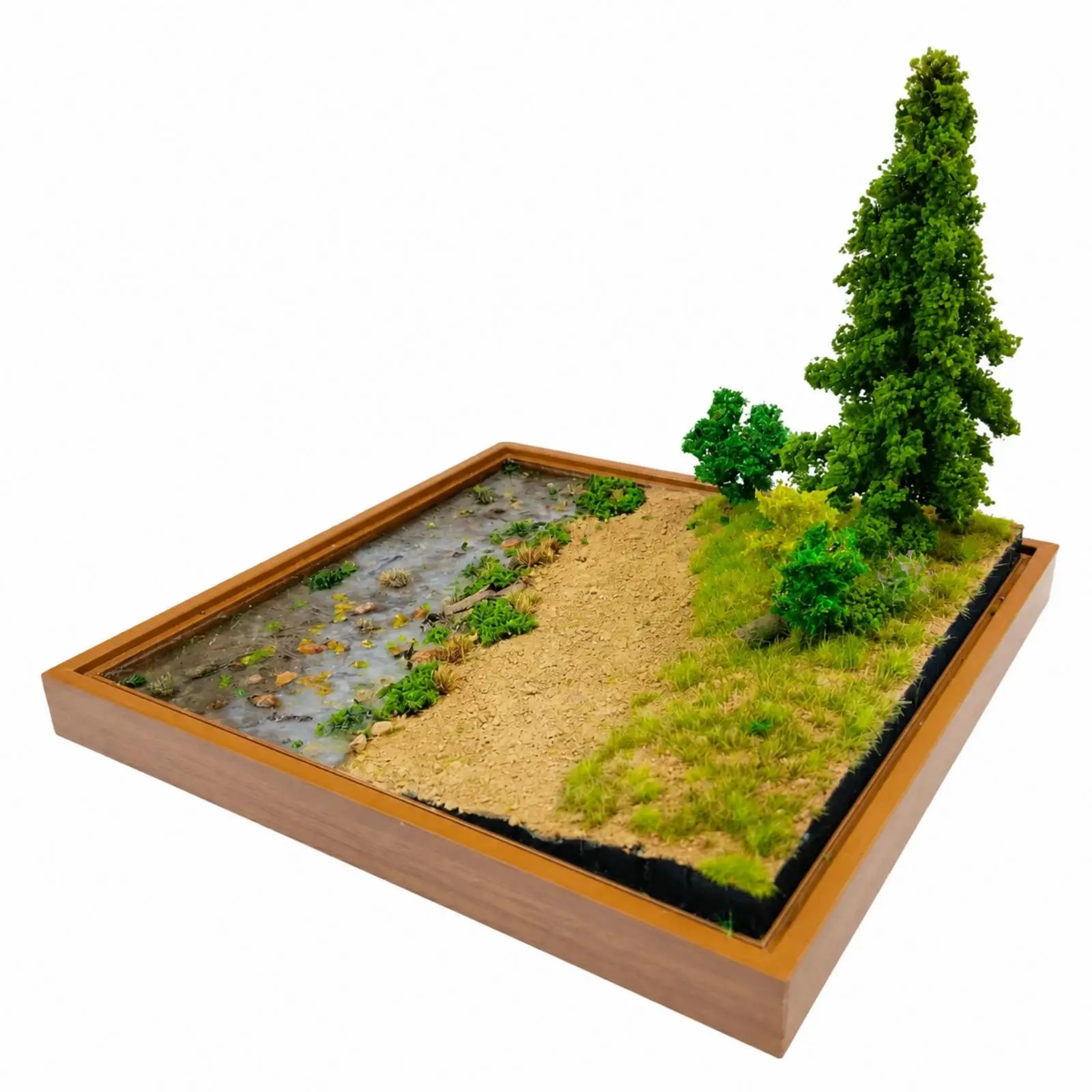 1:64 Scale Stream and Wilderness Diorama Realistic Resin Diorama with Wood-Grain Base Pre-Assembled Non-Assembly Miniature