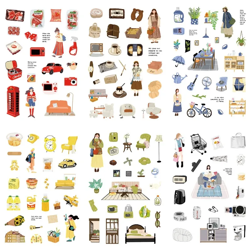 8PCS Weekend Life DIY Stickers Healing Exquisite Hand Account Materials Phone Cases Laptop Suitcases Water Cups Waterproof